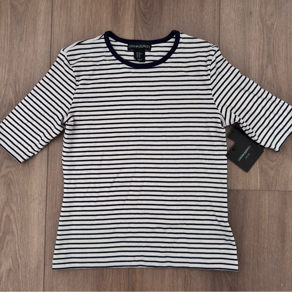 Cynthia Rowley Navy and White Striped Top XS